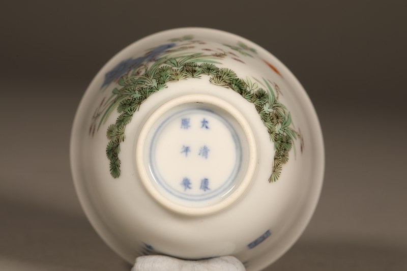 清康熙 五彩花神杯 - 图3