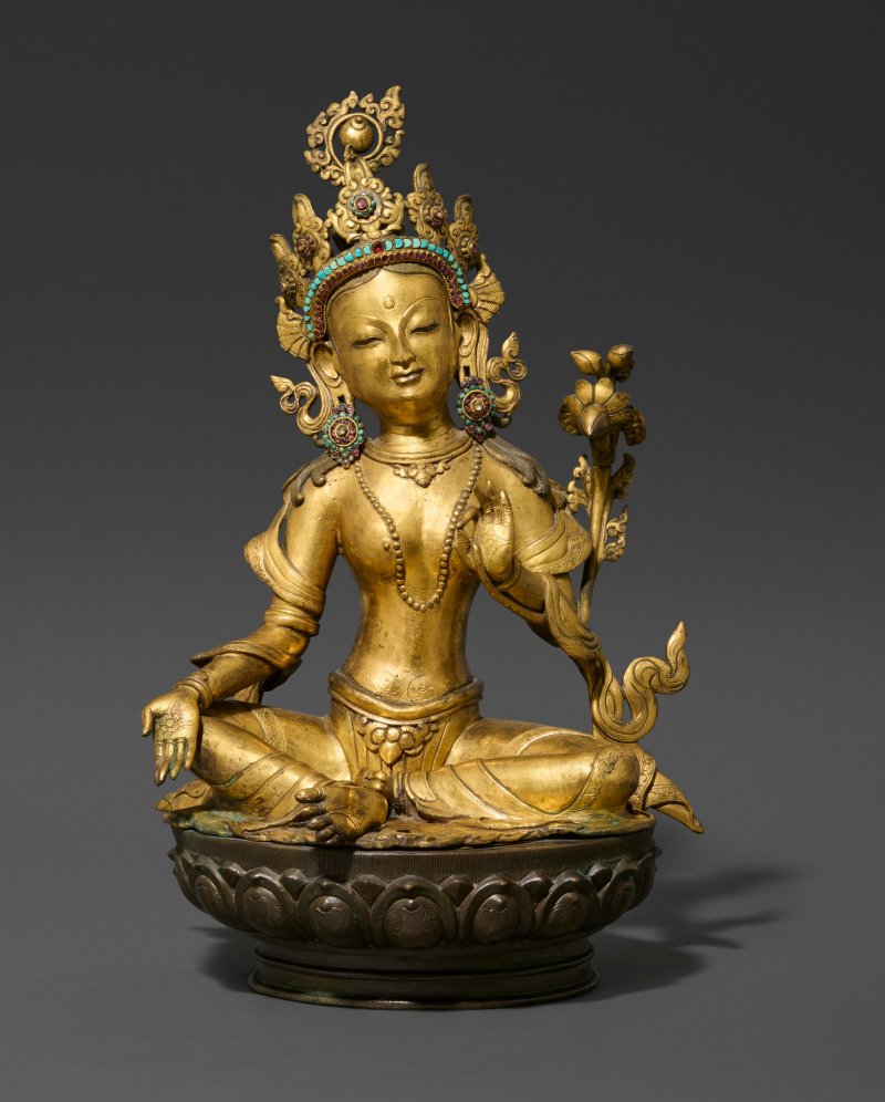 A GILT COPPER ALLOY FIGURE OF SYAMATARA  NEPAL, 18TH-19TH CENTURY