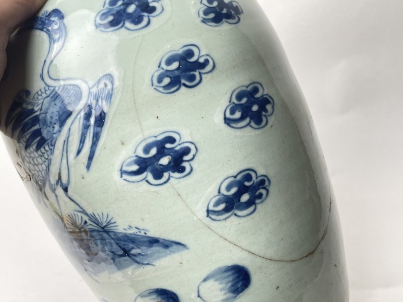 清 青花双鹤纹罐 - 图6
