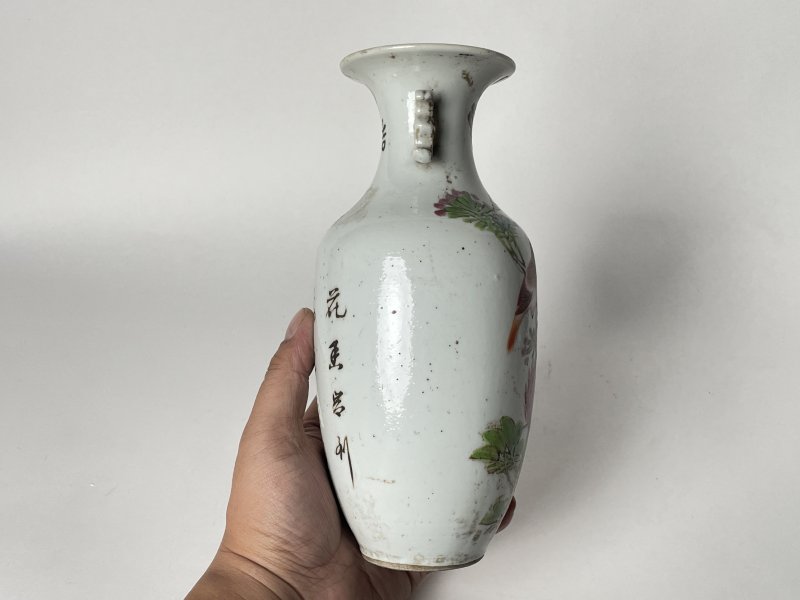 民国 粉彩花鸟纹双耳瓶 - 图3