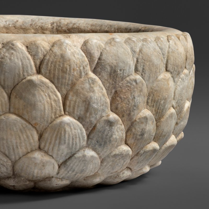 A WHITE MARBLE 'LOTUS' JARDINIÉRE  CHINA, YUAN-EARLY MING DYNASTY (1279-1644) - 图3