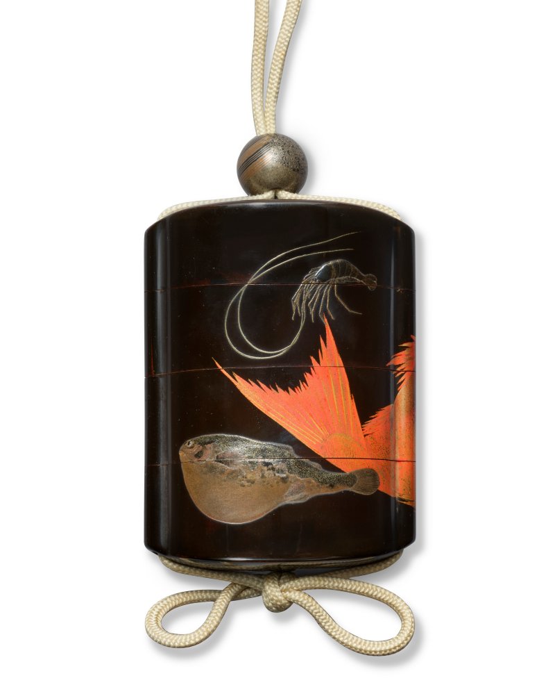 A BLACK LACQUER THREE-CASE INRO  JAPAN, EDO PERIOD (MID-LATE 19TH CENTURY), SIGNED HIDETERU - 图3