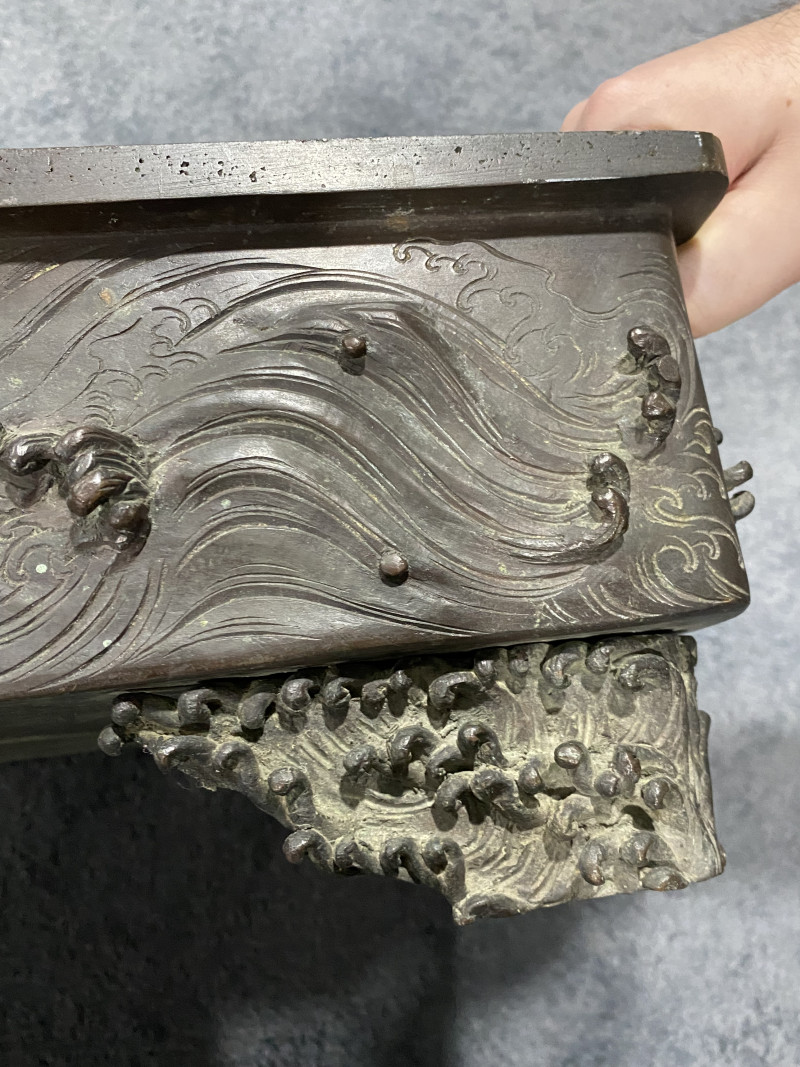 清 铜海水纹四方大盆 - 图9