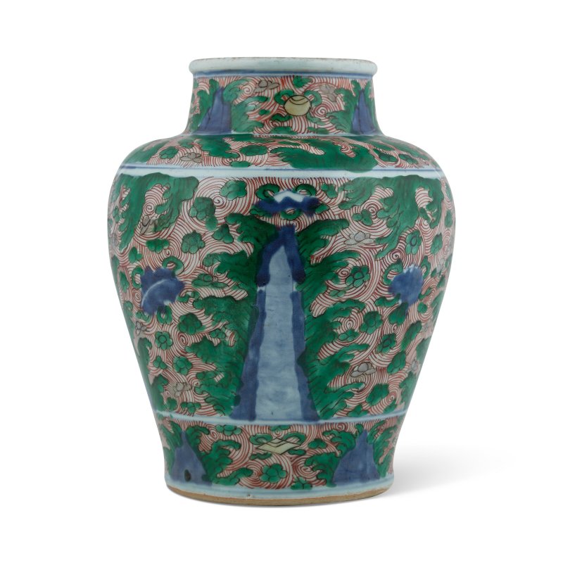 清順治 五彩雜寶江崖海水紋罐  SHUNZHI PERIOD (1644-1661) - 图1