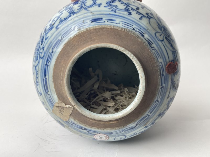 清 青花缠枝喜字罐 - 图8