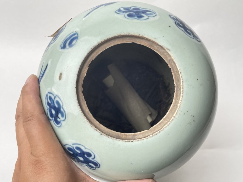 清 青花双鹤纹罐 - 图8