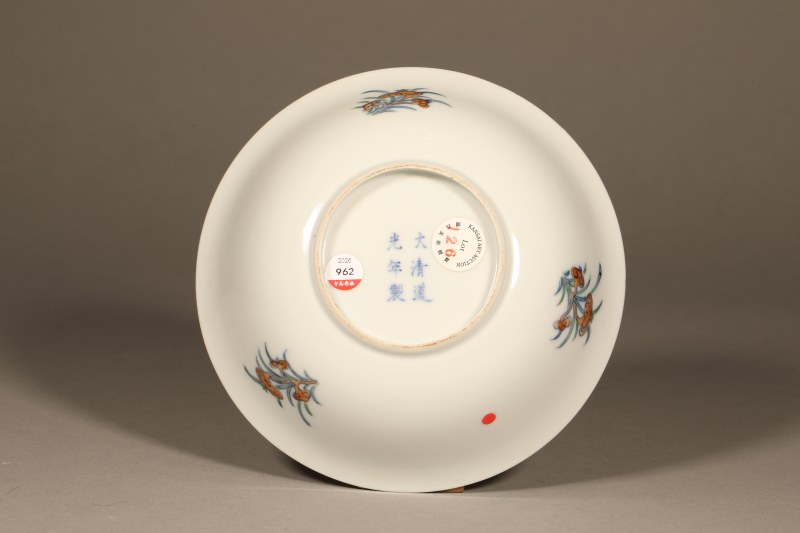 清 斗彩鹤寿灵芝碗 - 图3