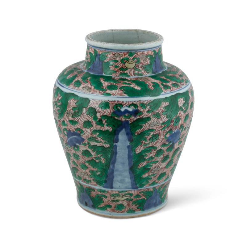 清順治 五彩雜寶江崖海水紋罐  SHUNZHI PERIOD (1644-1661) - 图2