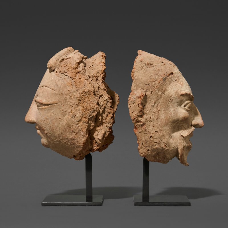 TWO TERRACOTTA HEADS  INDIA, KASHMIR, 8TH CENTURY - 图5