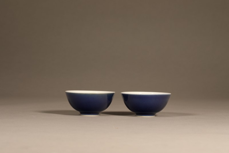 清雍正 霁蓝釉茶圆 - 图2