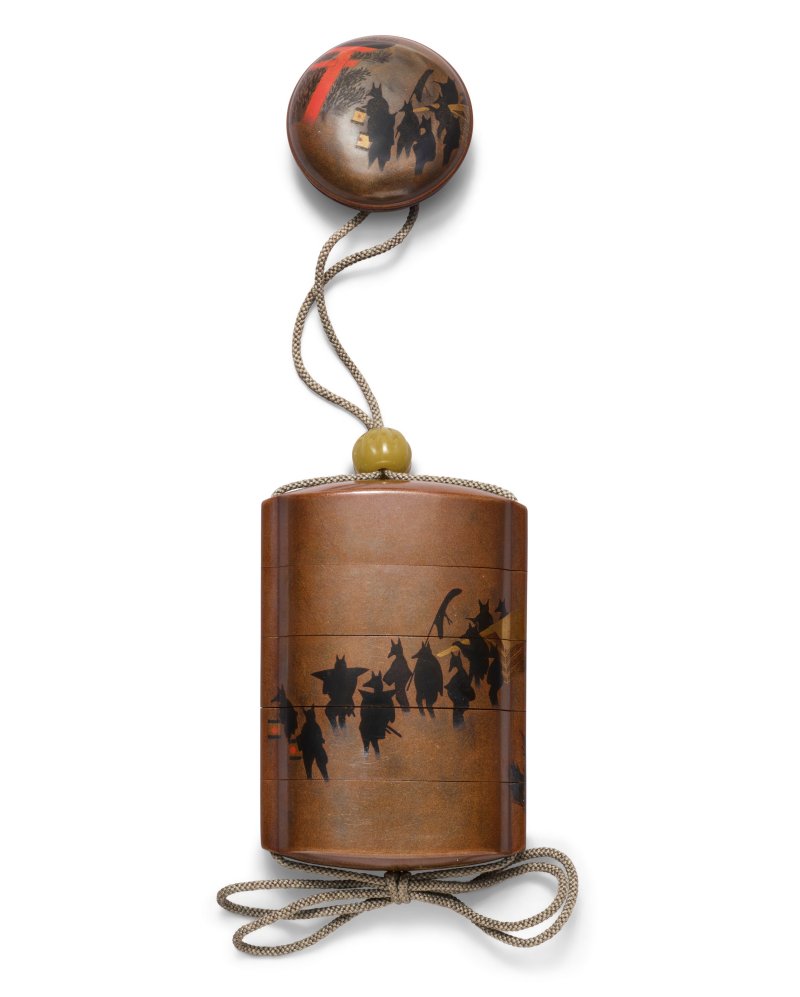A ROGIN-NURI LACQUER FOUR-CASE INRO  JAPAN, MEIJI PERIOD (LATE 19TH-EARLY 20TH CENTURY), SIGNED HOSHIN (ISHIHARA HOSHIN) - 图2