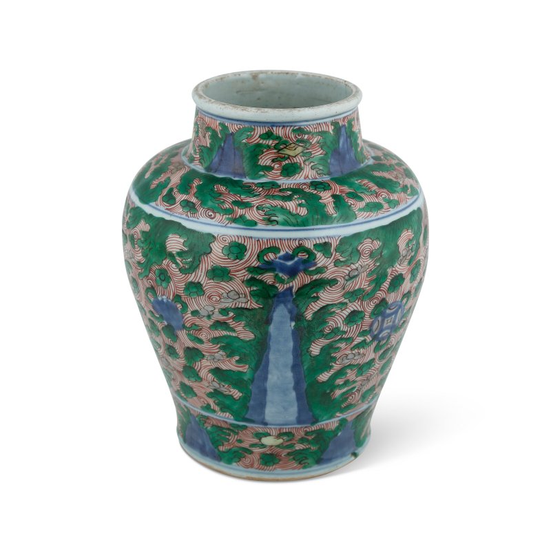 清順治 五彩雜寶江崖海水紋罐  SHUNZHI PERIOD (1644-1661) - 图3
