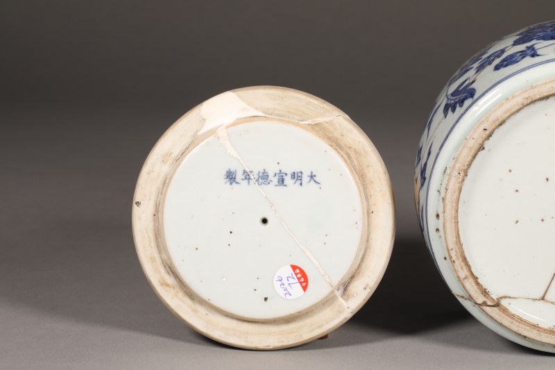 明宣德 青花花卉牡丹纹蟋蟀罐 - 图8