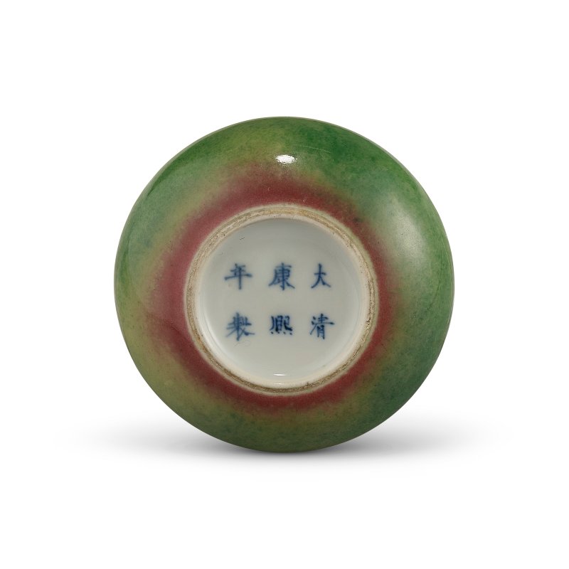 清康熙 豇豆紅釉「蘋果綠」印泥盒 三行六字楷書款  KANGXI SIX-CHARACTER MARK IN UNDERGLAZE BLUE AND OF THE PERIOD (1662-1722) - 图3