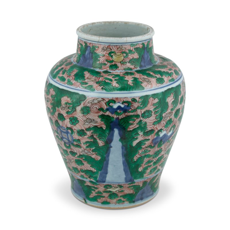 清順治 五彩雜寶江崖海水紋罐  SHUNZHI PERIOD (1644-1661) - 图4