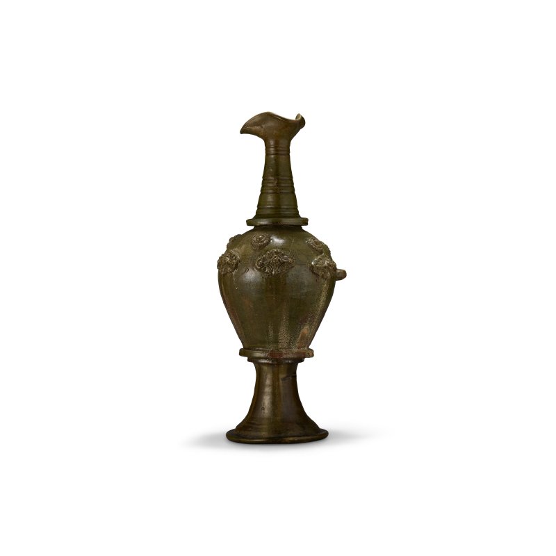 北朝/唐 綠釉貼花葉紋長頸瓶  NORTHERN DYNASTIES-TANG DYNASTY, 6TH-9TH CENTURY - 图2