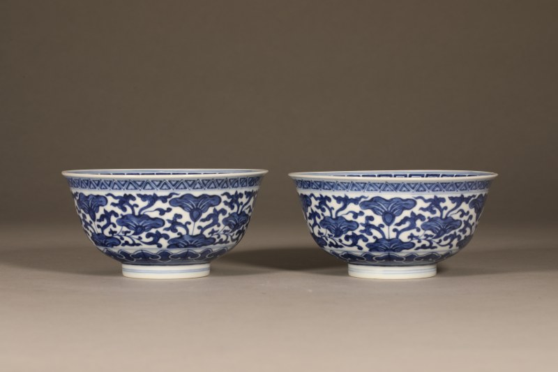 清道光 青花缠枝花卉碗 - 图3