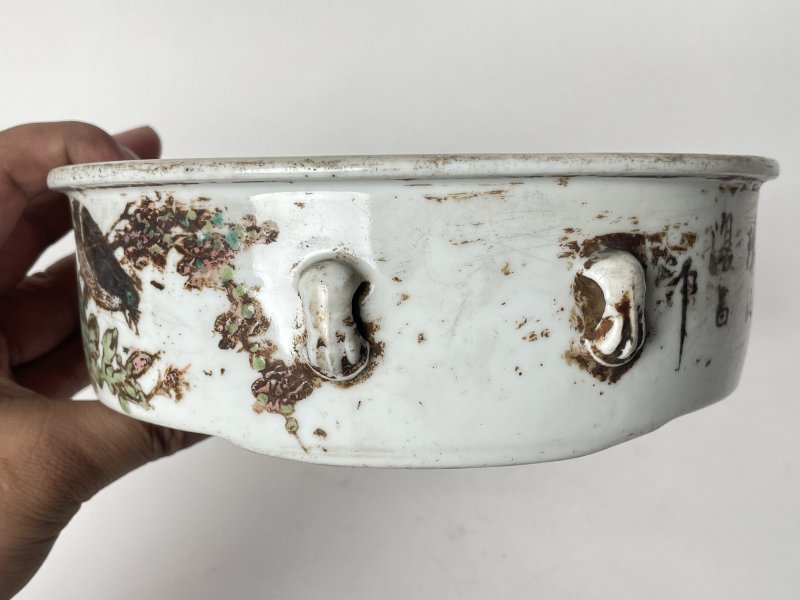 清 粉彩花鸟纹一品锅 - 图2
