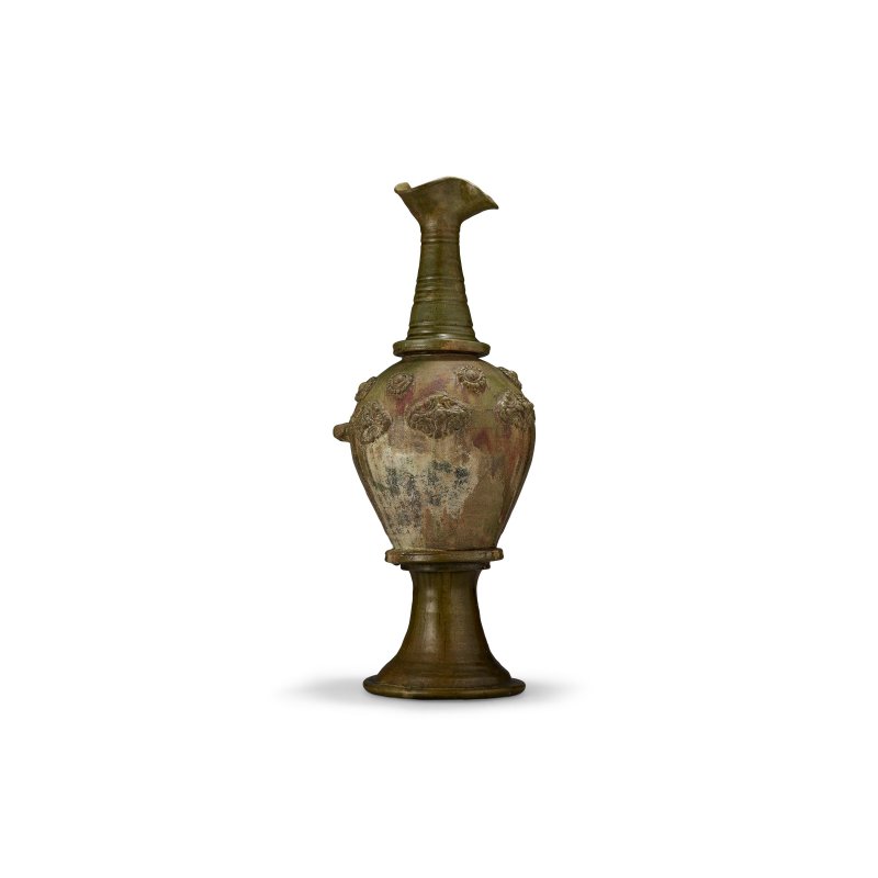 北朝/唐 綠釉貼花葉紋長頸瓶  NORTHERN DYNASTIES-TANG DYNASTY, 6TH-9TH CENTURY - 图3