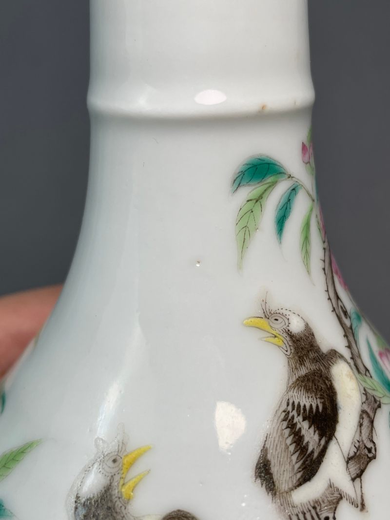 清光绪 粉彩花鸟纹胆瓶 - 图20