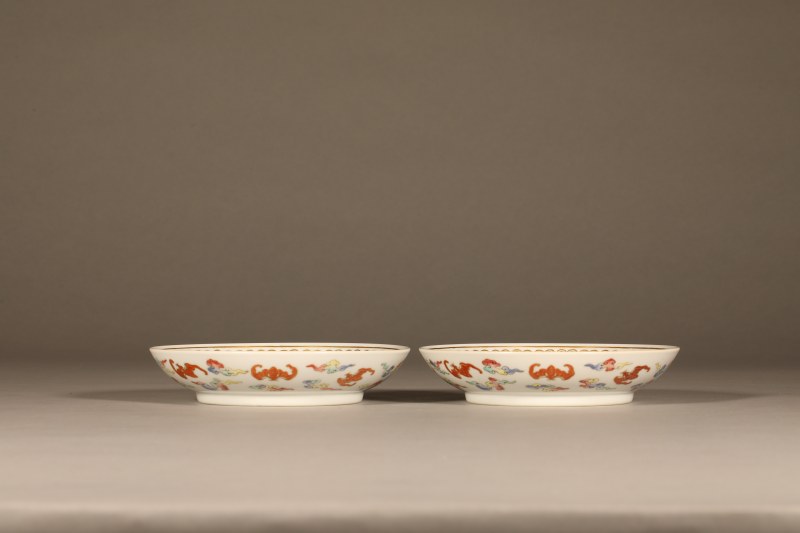 清 粉彩梅兰竹菊描金如意纹盘 - 图2