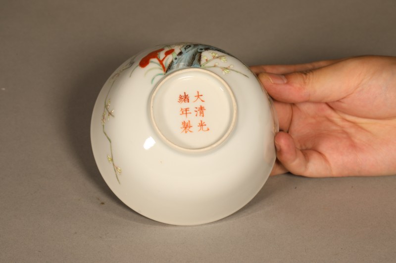 清光绪 粉彩过枝花卉碗 - 图3
