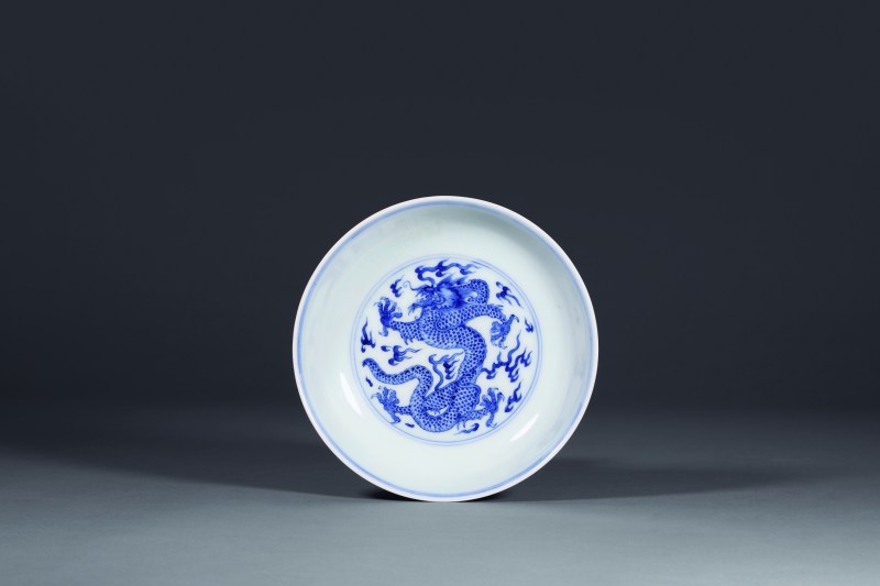 清雍正 青花云龙纹盘 - 图1