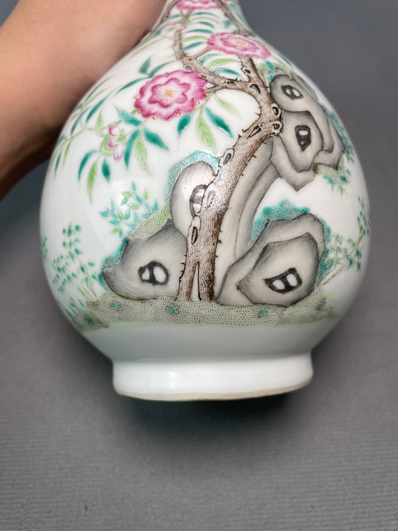 清光绪 粉彩花鸟纹胆瓶 - 图8