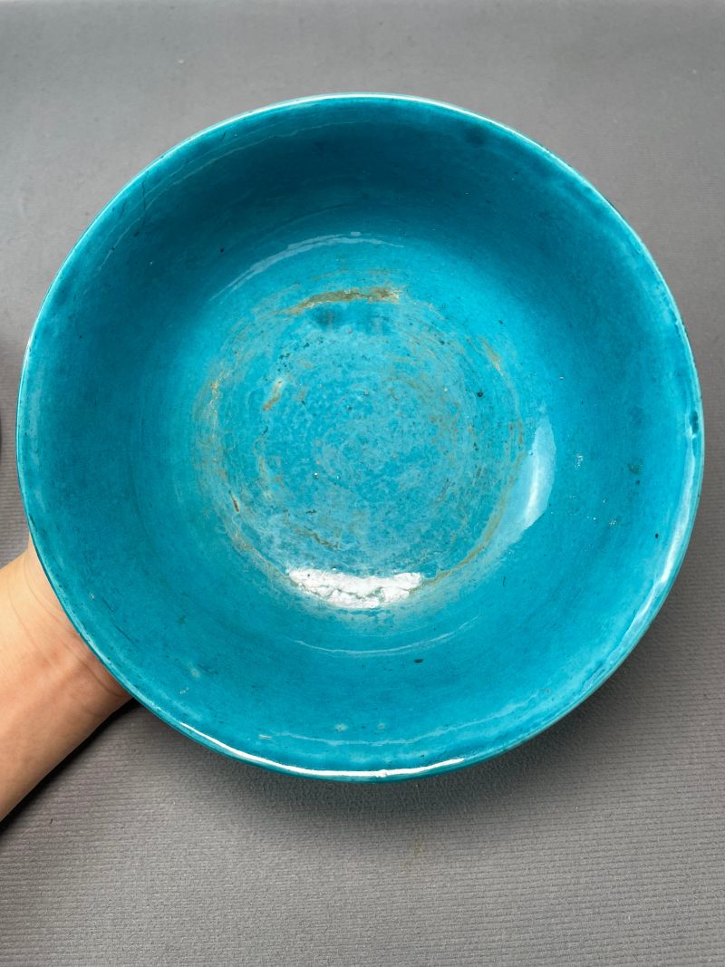 清康熙 孔雀蓝釉碗 - 图6