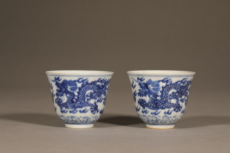 清光绪 青花龙赶珠纹茶圆 - 图5