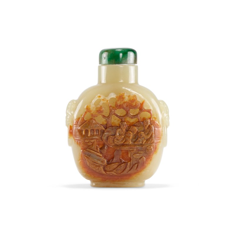 清十八/十九世紀 黃玉雕人物圖鼻煙壺  QING DYNASTY, 18TH-19TH CENTURY - 图1