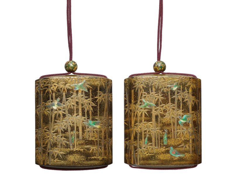 A GOLD LACQUER FOUR-CASE INRO  JAPAN, EDO PERIOD (19TH CENTURY), SIGNED KOMA KORYU SAKU (KOMA KORYU)