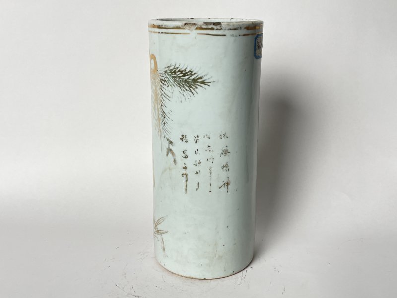 民国 金彩松鹤延年帽筒 - 图3