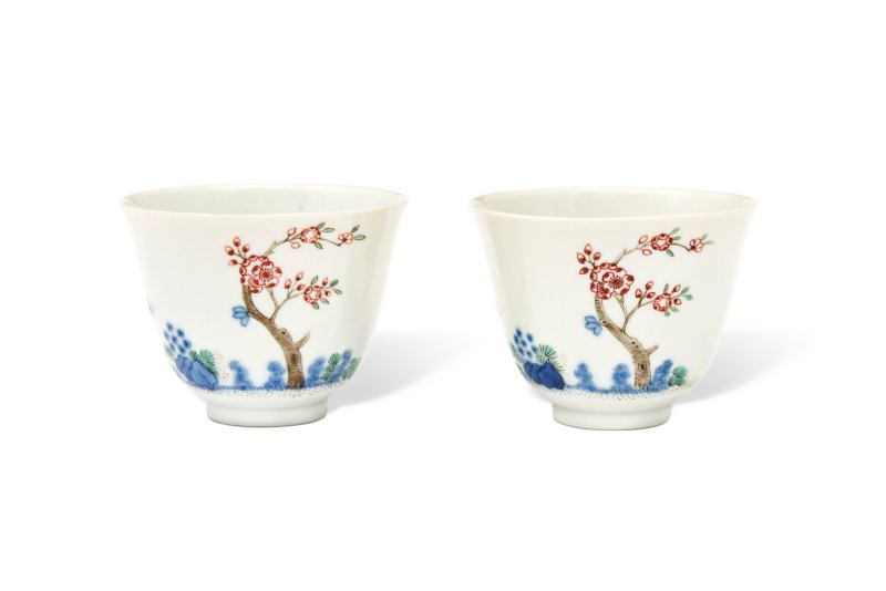 TWO FAMILLE VERTE 'APRICOT TREE' MONTH CUPS  CHINA, QING DYNASTY, DAOGUANG SIX-CHARACTER SEAL MARKS IN UNDERGLAZE BLUE AND OF THE PERIOD (1821-1850)