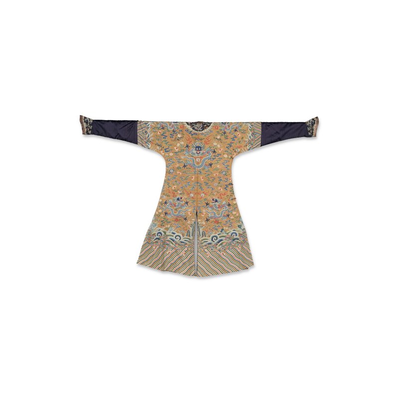 清乾隆/嘉慶 緙金地藍龍紋龍袍  QIANLONG-JIAQING PERIOD (1736-1820) - 图2