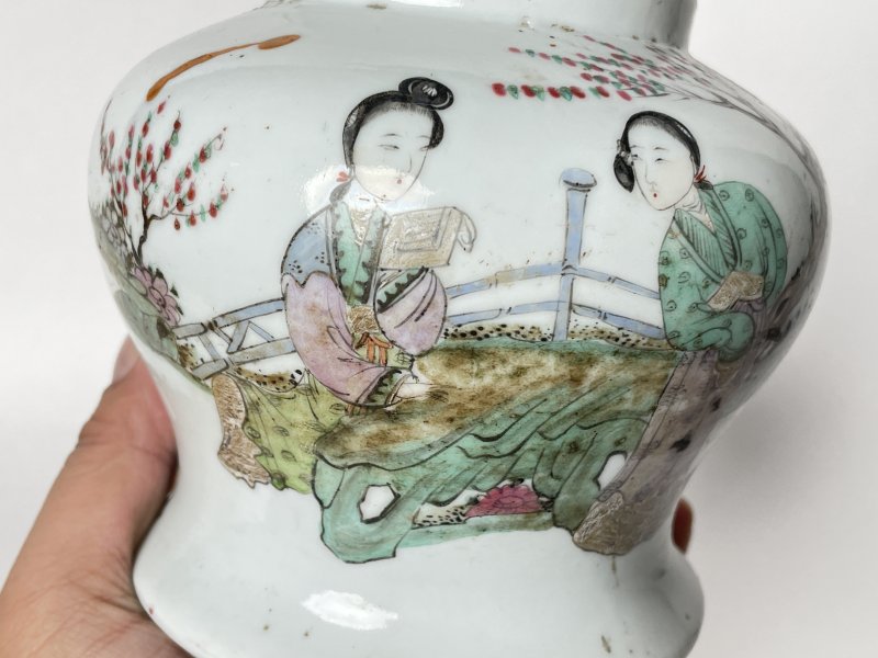 民国 粉彩仕女人物纹罐 - 图5
