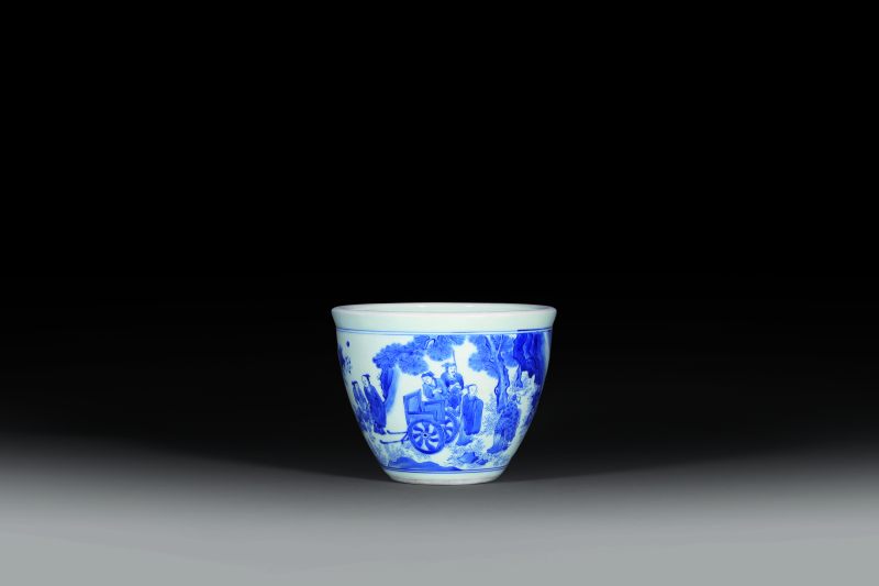 明崇祯 青花人物故事卷缸