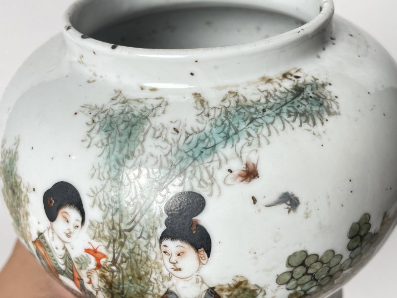 民国 粉彩仕女人物纹罐 - 图6