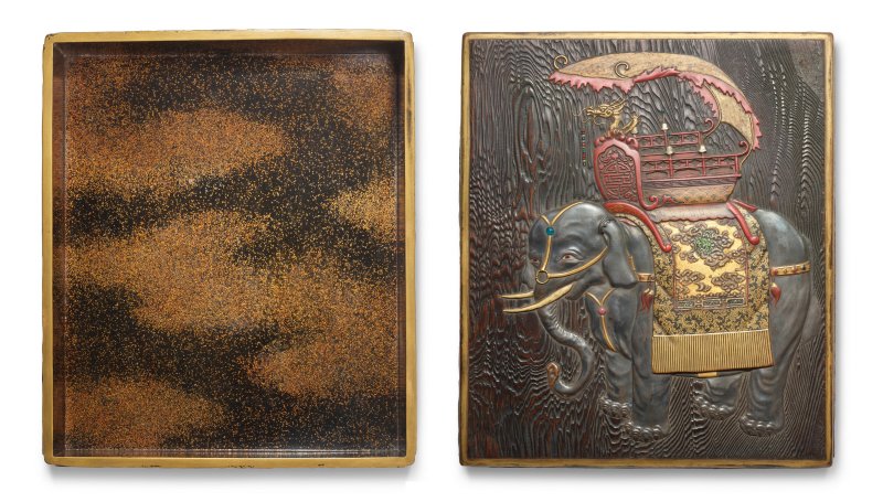 AN INLAID AND LACQUERED WOOD RYOSHIBAKO (DOCUMENT BOX) AND COVER  JAPAN, EDO PERIOD (18TH CENTURY), STYLE OF OGAWA HARITSU (RITSUO; 1663-1747)