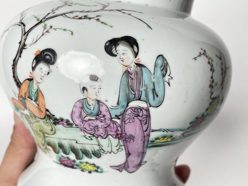民国 粉彩仕女人物纹罐 - 图6