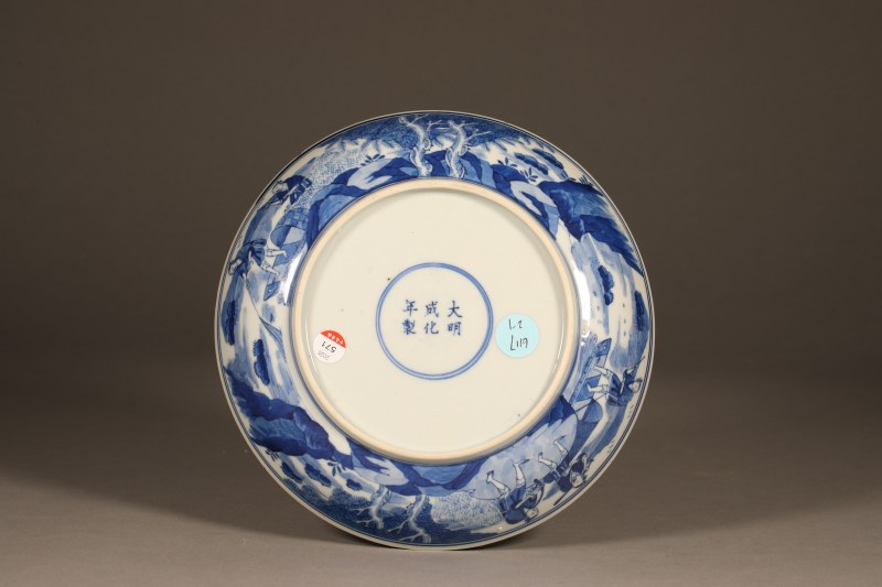 清中期 青花渔家乐盘 - 图8