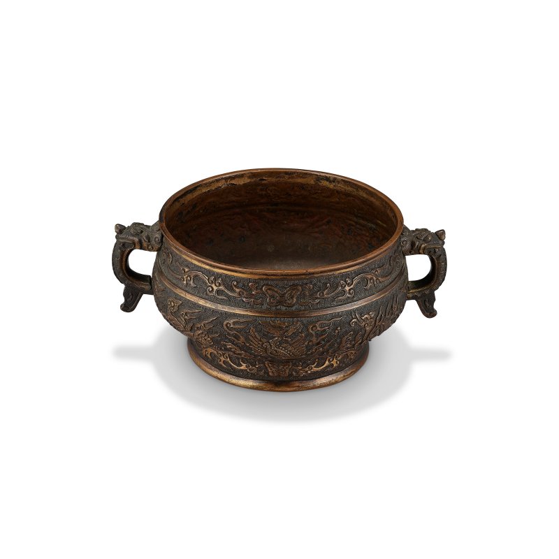 明末/ 清初 局部鎏金銅海獸紋龍首耳爐  LATE MING-EARLY QING DYNASTY, 17TH CENTURY - 图3