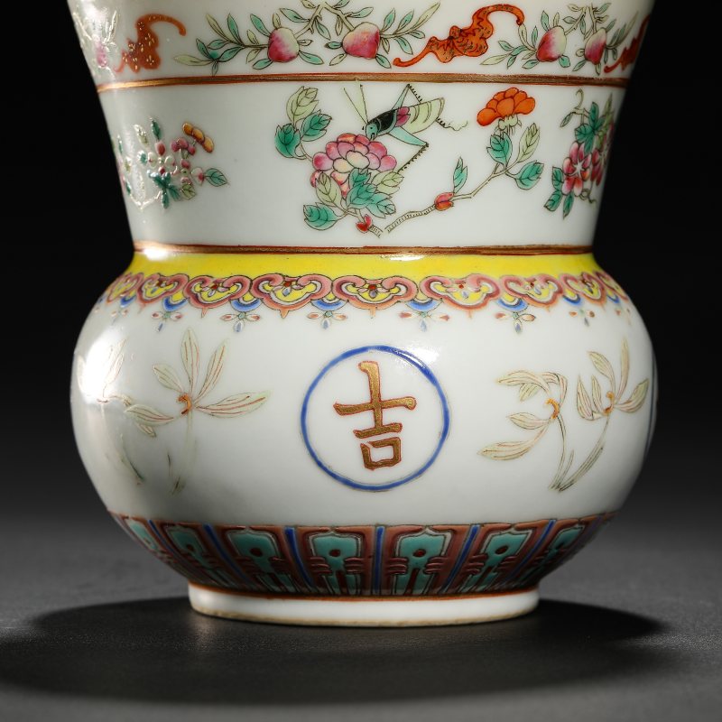清宣统 粉彩描金如意吉祥纹渣斗 - 图8
