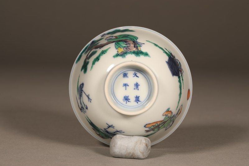 斗彩松鹤高士童子茶圆 - 图2