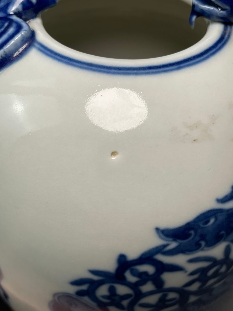 清晚期-民国  青花贴塑瑞兽纹小尊 - 图13