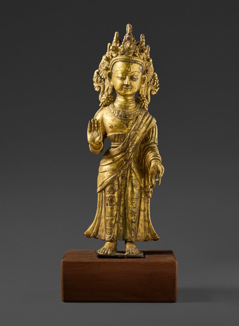 A COPPER ALLOY FIGURE OF DIPANKARA BUDDHA  NEPAL, 18TH-19TH CENTURY - 图1