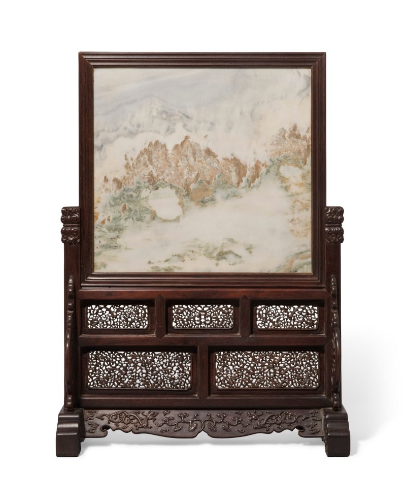 A LARGE MARBLE-INSET ZITAN TABLE SCREEN  CHINA, QING DYNASTY, 18TH CENTURY - 图2