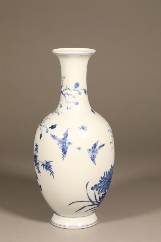清光绪 王步风格青花花鸟瓶 - 图5