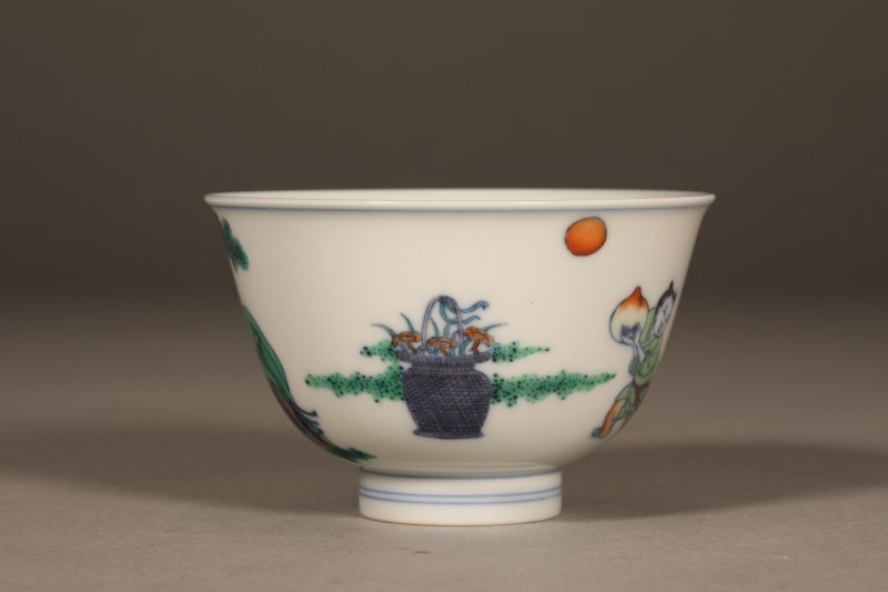 斗彩松鹤高士童子茶圆 - 图3
