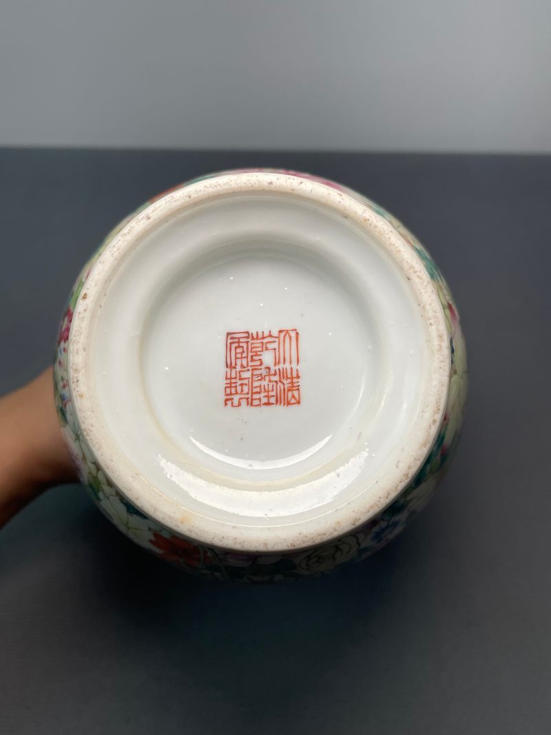 民国 粉彩百花不落地包袱葫芦瓶 - 图26